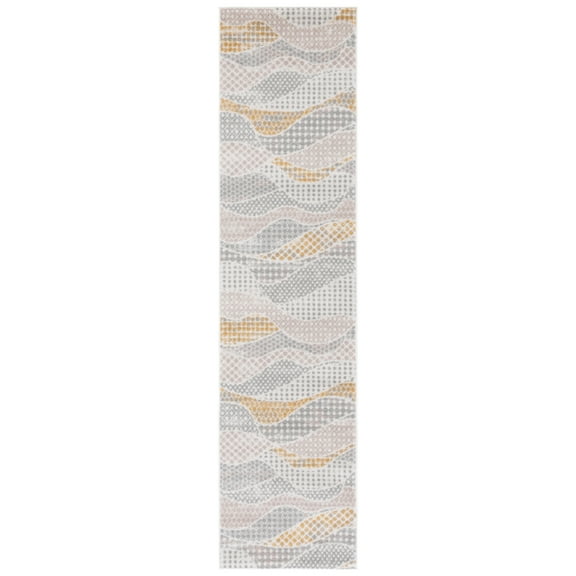 SAFAVIEH Skyler Catrine Wavy Runner Rug, Grey Beige/Gold, 2'2" x 9'