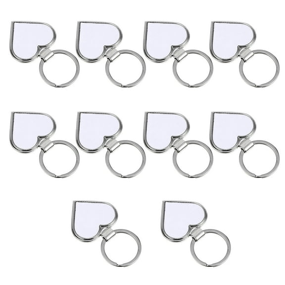 TEHAUX DIY Heart Keychain 10Pcs White Metal Sublimation Blanks for Decor