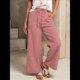 thumbnail image 4 of Pantalones Palazzo de Pierna para Mujer, Cintura Alta, con Cordón, Informales, Holgados, con Bolsillos, para Verano y Otoño. Rojo XXL, 4 of 10