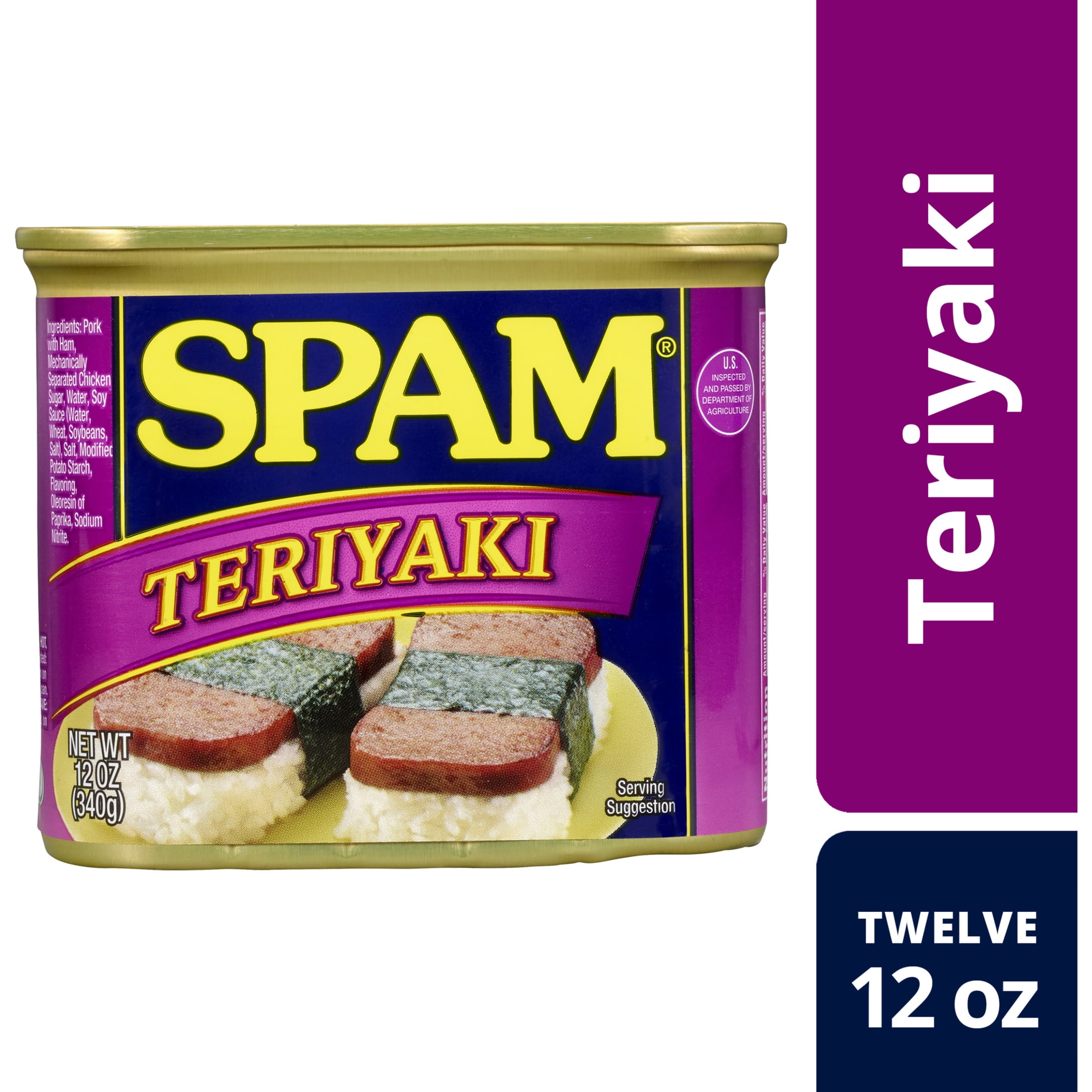 SPAM Teriyaki, Shelf-Stable Meat, 12 oz Aluminum Can (12 Pack)