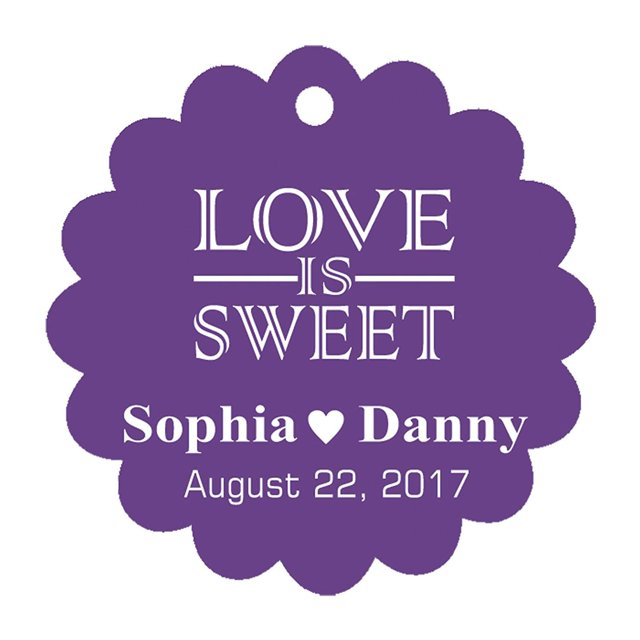 100 PCS Love is Sweet Custom Made Scallop Edge Rong Hang Tags Personalized Wedding Party Favor Gift Tags