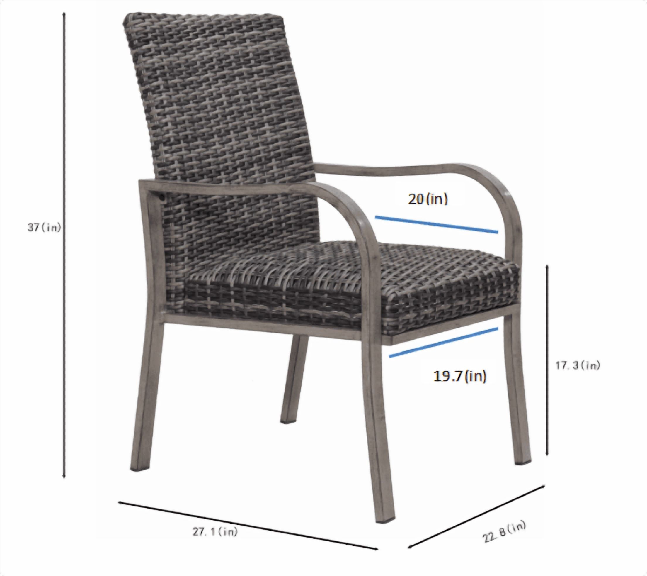 Outdoor Dining Chair, 2 Pack Patio Side Chair for Garden Backyard Outdoor Dining, Brown White Dark Grey