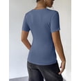 thumbnail image 5 of Zeagoo Shirt Business Casual Tops for Women Short Sleeve Tshirts Shirts Square Neck Slim Basic Baby Tees, 5 of 6