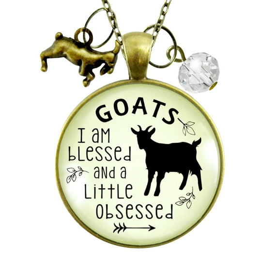 Goat Necklace Obsessed Farm Animal Gutsy Goodness Adult Bronze Metal Female Jewelry