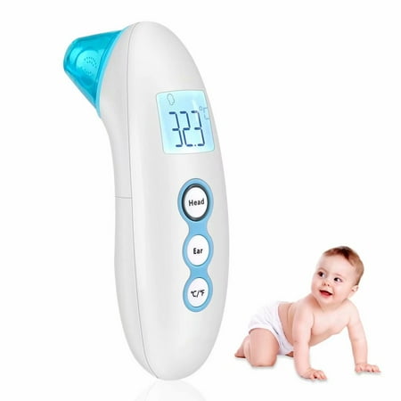 Akoyovwerve Medical Forehead and Ear Thermometer, LCD Digital Thermometer Infrared Forehead Ear Temperature Meter Suitable for Baby Infants Toddlers and