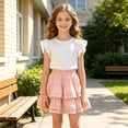 thumbnail image 2 of SUYIDA Girls Layered Ruffle Shorts Casual Summer Wear Lightweight Comfort Easy Move Back to School Spring Outfit Shorts, 2 of 5