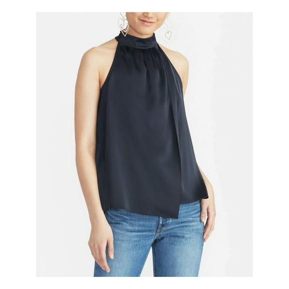 RACHEL ROY Womens Navy Sleeveless Faux Wrap Top S