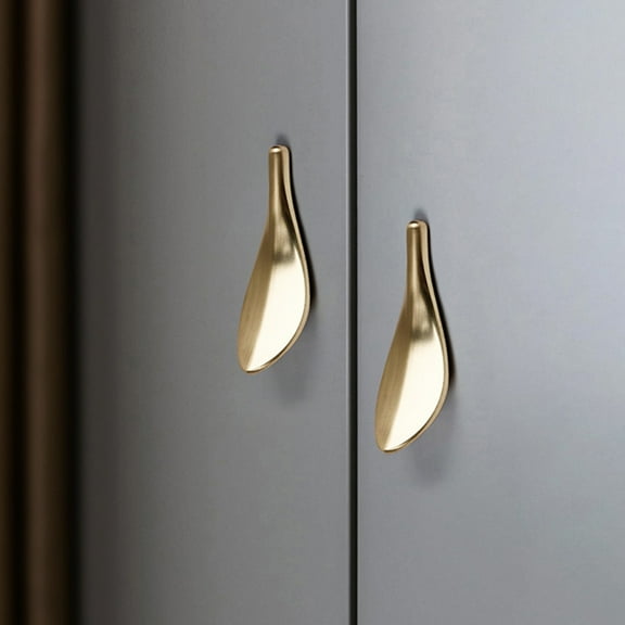 Niceauty Cabinet Door Handle Smooth Finish Golden Zinc Alloy 2Pcs