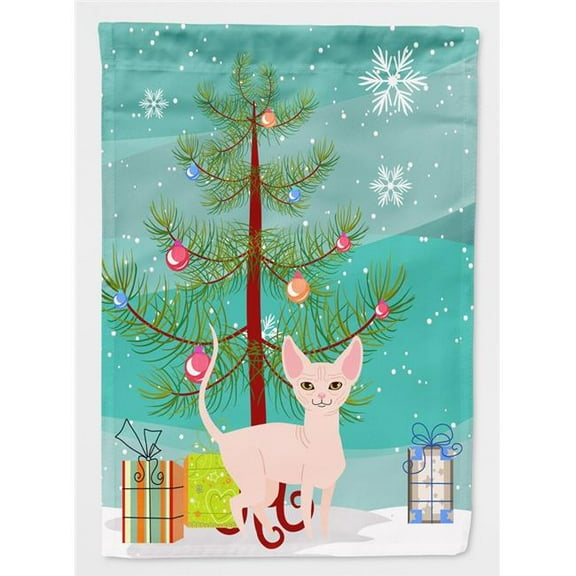 Sphynx Cat Merry Christmas Tree Flag Garden Size