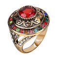 thumbnail image 5 of Womens Retro Natural Persian Jade Gold Plated Hollow Carved Alloy Ring, Electroplated, Artificial Gemstone Inlay, 5 of 6