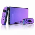 thumbnail image 3 of eXtremeRate Chameleon Glossy Purple Blue Back Plate for Nintendo Switch Console, NS Joycon Handheld Controller Housing with Full Set Buttons, DIY Replacement Shell for Nintendo Switch, 3 of 9