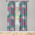 thumbnail image 3 of Ambesonne Floral Vintage Curtains, Colorful Peony Bloom, Pair of 28"x84", Rose Magenta Slate Blue, 3 of 5