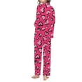 thumbnail image 5 of Women Pajama Sets Casual 2 Piece Valentines Day Print V Neck Long Sleeve Set Women Sleepwear,Hot Pink,M, 5 of 5