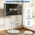 thumbnail image 3 of TAVR Furniture Mobile Floor TV Stand with Shelf and Hidden Wheels for 32-65 inch TV, Height Adjustable TV Cart with Circle Base, White, 3 of 9