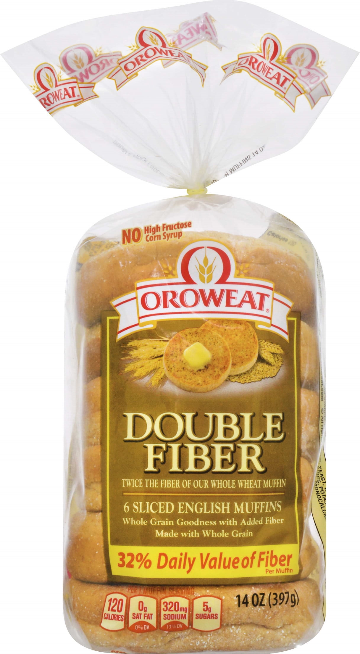 Oroweat Double Fiber English Muffin 6pack 14oz
