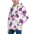 thumbnail image 2 of Rateoe Orchids Flowers Pattern Boys Hoodie, Youth Pullover Hooded Sweatshirt, Kangaroo Pocket Hoodie for Kids-Large, 2 of 6