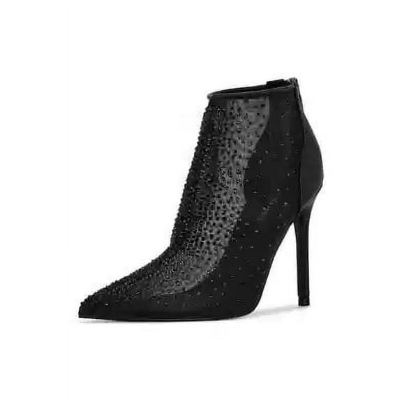 Nine West For Now P2 Black Mesh Pointed Toe Formal Pump Bootie Ankle Boots (Black Mesh, 10.5)