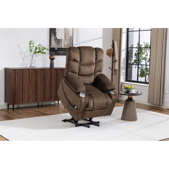 Ultra wide electric lounge chair with hot massage heating and auxiliary standing function - velvet rotating lounge chair for living room, bedroom, and office use