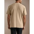 thumbnail image 2 of Mens Knit Shirt Short Sleeve Plain Button Down Beach Vacation Shirt Casual Striped Summer Top Khaki XXXL, 2 of 5
