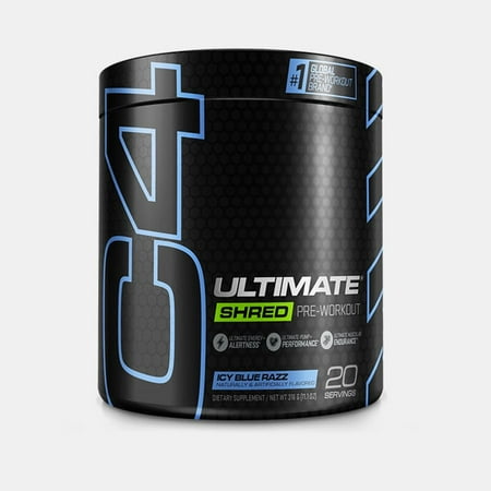 ( best by 10/2023) Cellucor C4 Ultimate Shred Preworkout Powder + Icy Blue Razz + Weight Loss + Citrulline Pump + 20 Servings