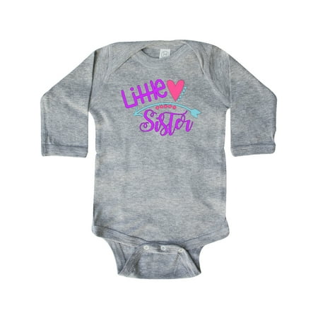 

Inktastic Little Sister Heart and Arrow Gift Baby Girl Long Sleeve Bodysuit