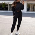 thumbnail image 3 of Quixlent Women's 2 Piece Outfits Long Sleeve Pullover Crop Top And Drawstring Sweatpants Set Fall Lounge Sweatsuit Set, 3 of 8