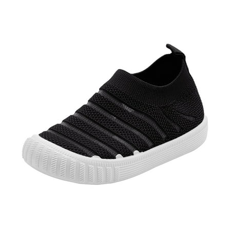 

QIANGONG Toddler Shoes Summer Girls Sneakers Flying Woven Mesh Breathable Comfortable Flat Casual Cute (Color: Black Size: 30 )