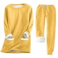 thumbnail image 1 of TaTaai Women's Winter Casual Warm Set Solid Round Neck Long Sleeve Pocket Top + Thick Fleece Pants Soft Cozy Home Outdoor Outfits Gift, 1 of 4