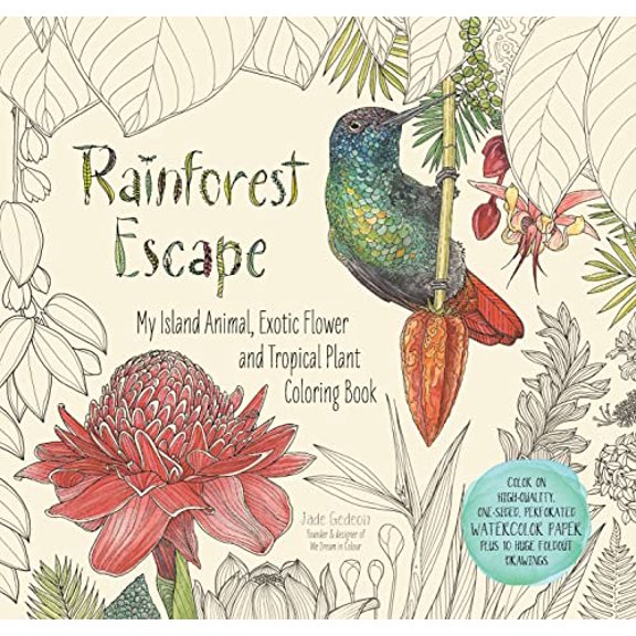 Pre-Owned Rainforest Escape: My Island Animal, Exotic Flower and Tropical Plant Color Book (Paperback) 1624143180 9781624143182