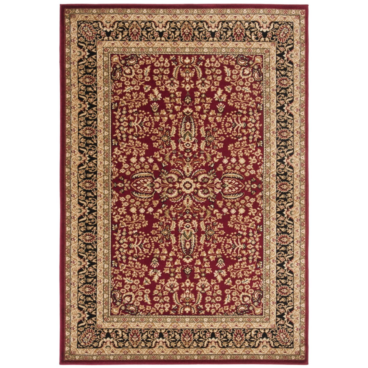 SAFAVIEH Lyndhurst Elizabeth Traditional Floral Area Rug, Red/Black, 6' x 9'