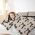 thumbnail image 3 of Erosebridal Black Coquette Bowknot Kids Queen Comforter Set,Cute Loves Pattern Bedding Comforter Set For Girls,Reversible black,3pcs, 3 of 7