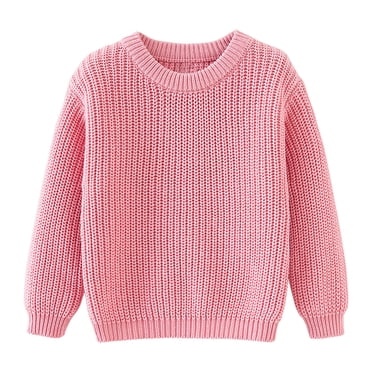 AherBiu Toddler and Kids Sweater Knitted Long Sleeve Crewneck Pullover Fall Winter Warm Casual Sweater Tops Solid Color