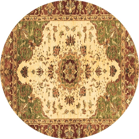 Ahgly Company Indoor Round Oriental Brown Modern Area Rugs, 6' Round