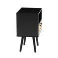 thumbnail image 6 of 15.75" Black Rattan End Table with Drawer and Solid Wood Legs, Modern Nightstand Side Table for Living Room Bedroom, 6 of 8