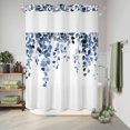 thumbnail image 6 of No Hook Shower Curtain, Blue Eucalyptus Leaves Shower Curtains for Bathroom with See Through Top Window, Weeping Spring Botanical Summer Waterproof & Washable Bath Curtain Extra Long 72"x84", 6 of 9