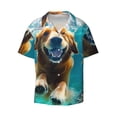 thumbnail image 5 of Daiia Dog Underwater Adventure Men's Linen Shirts Short Sleeve Casual Shirts Button Down Shirt for Men Beach Summer Wedding Shirt-Medium, 5 of 6