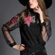 thumbnail image 1 of Blusa de mujer vintage, camisa de manga larga Irfora XL negro, 1 of 7
