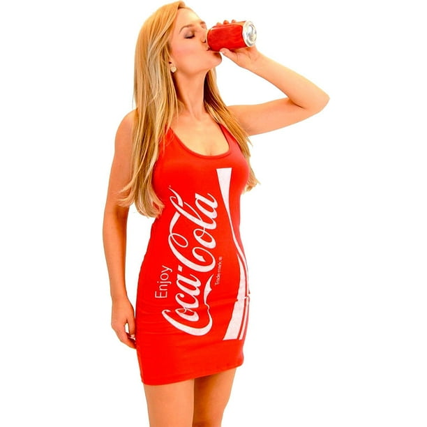Mighty Fine Coke Coca Cola  Juniors Red  Tunic Tank Dress  