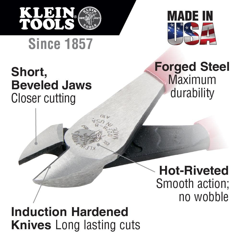 Klein Tools D228-8 High Leverage Diagonal-Cutters, 8-Inch