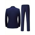 thumbnail image 2 of Men All Season Solid Color 4pcs Suit Set with Shawl Collar, Single Button, Flap Pockets, Navy Shirt, Jacket, Vest & Trousers for Year Round Formal Occasions, 2 of 7