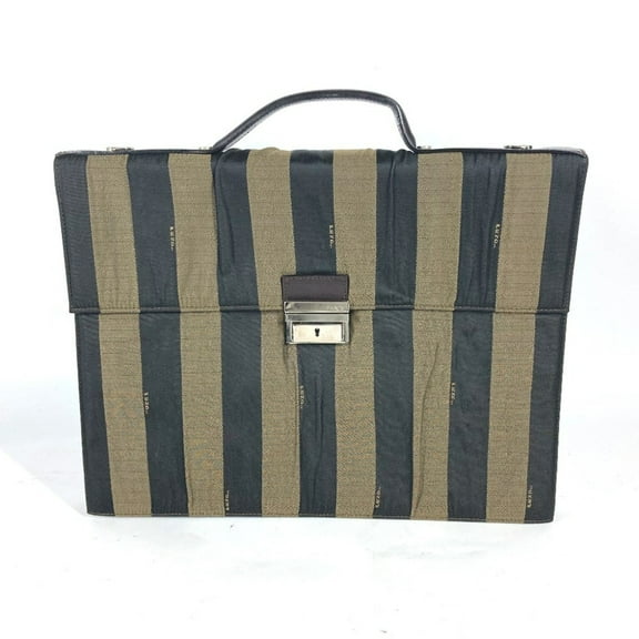 Pre-Owned FENDI Vintage Pecan Document Bag Briefcase Handbag Tote Business Nylon... (Good)