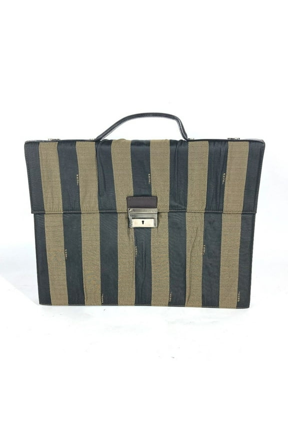 Pre-Owned FENDI Vintage Pecan Document Bag Briefcase Handbag Tote Business Nylon... (Good)