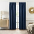 thumbnail image 2 of Woven Trends 2-Pack Pinch Pleated Curtains, Solid Farmhouse and Modern Rustic Curtains,  Box Pleated Edges for Living Room and Bedroom, Rod Pocket, 52" W x 84" L, Navy Blue, 2 of 7