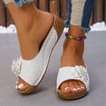 thumbnail image 5 of Slippers for Women,Stylish Opentoe Wedges With Leather Top And Flower Slippers Are Comfortable Shoes With Temperament,Womens Slippers,White,8.5, 5 of 7