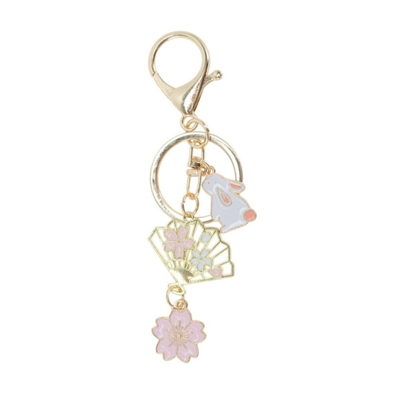 Unique Bargains 1 Pc Handbag Charms Keychains Flower Keychain Bag Accessories Pink