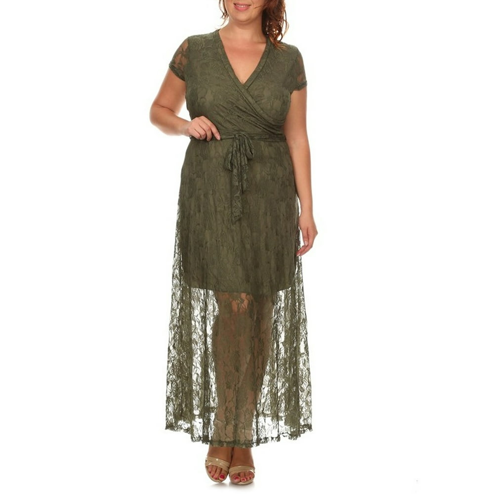Ella Samani Ella Samani Women's Plus Size Lace Wrap Maxi Dress with