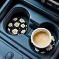 thumbnail image 5 of 2 Pack Car Coasters White Daisy Ceramic Car Cup Holder Coaster Black Background Absorbent Drink Coasters Protects Interior from Spills, Car Interior Accessories, 5 of 8