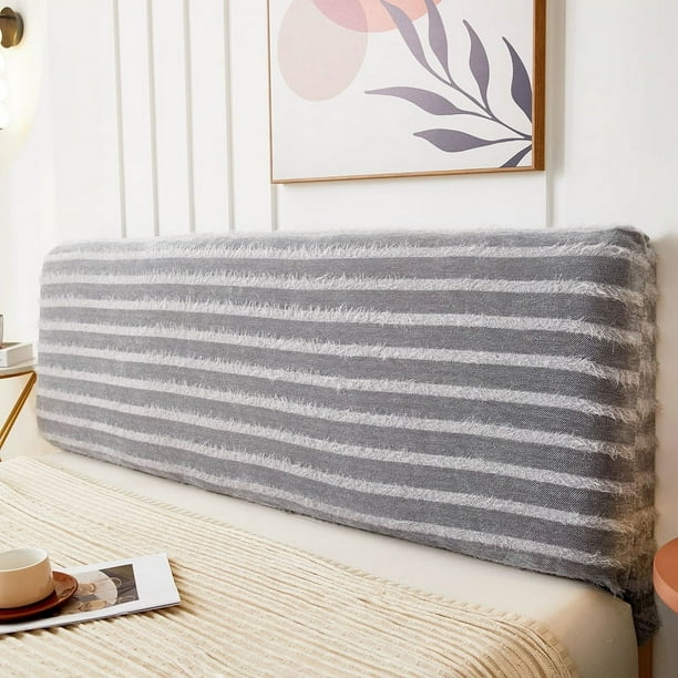 Nvzi 1 funda protectora para cabecero de cama de decoración de dormitorio,funda protectora para respaldo de cabecero de terciopelo de algodón elástica, 150 cm de largo (gris oscuro)