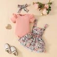 thumbnail image 4 of KPOPLK Baby Girl Clothes Short Sleeve Romper Suspender Skirt Overall Dress Cute Baby Girl Summer Outfit(S#-Pink,3-6 Months), 4 of 9