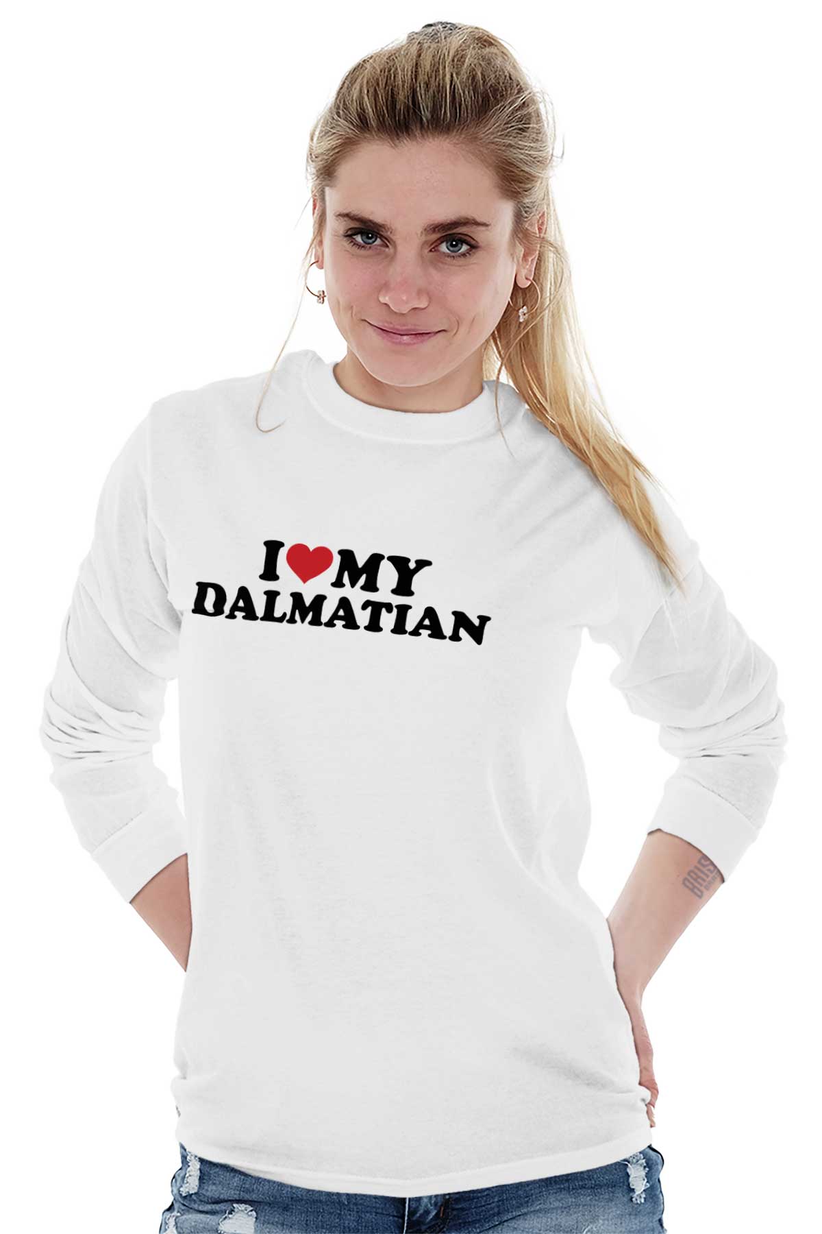 Dogs Long Sleeve TShirts Tee For Women Love My Dalmatian Dog Lady